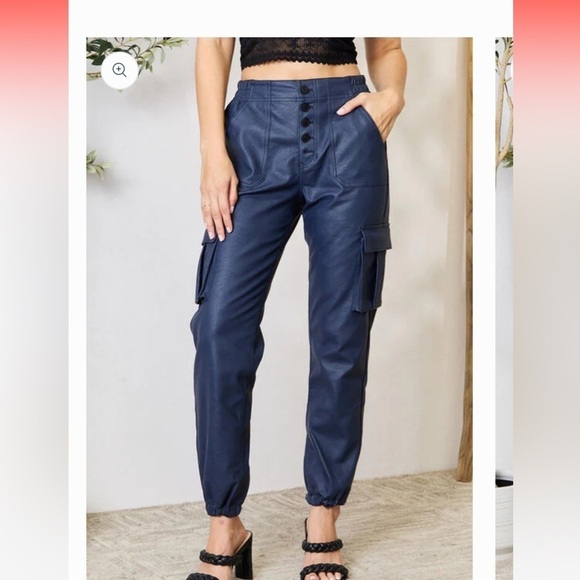 BOGO! NWT KanCan βNellyβ faux leather cargo joggers - Picture 6 of 17